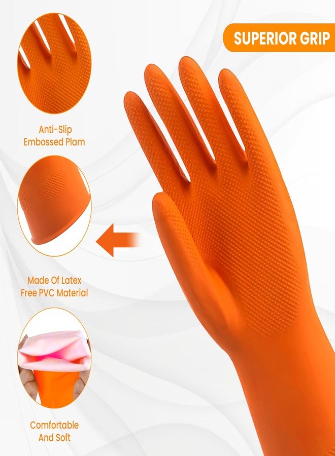 روبوست قفازات تنظيف مطاطية برتقالية فاخرة من روبست | قفازات قابلة لإعادة الاستخدام للتنظيف | مقاومة للمواد الكيميائية والمنظفات | عبوة من 10 قفازات | قفازات يدوية شديدة التحمل | قفازات يدوية لغسل الأطباق والبستنة والتنظيف - Image 5